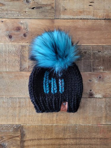 Lemon Tree Lane Baby Beanie 6-18 Months | Black Beanie with Teal 