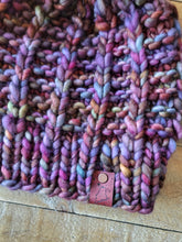 Load image into Gallery viewer, Lemon Tree Lane Adult Luxury Kettle-Dyed Malabrigo Merino Wool "Rain Chain" Beanie | "Diana" colorway with Oversized Spotted Brown Faux-Fur Pom Pom