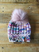 Load image into Gallery viewer, Lemon Tree Lane Youth 4-8 Years Luxury Peruvian Wool &quot;Arlo&quot; Beanie | &quot;Handpainted Sprinkle&quot; with Dusty Rose Faux-Fur Pom Pom