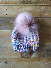 Load image into Gallery viewer, Lemon Tree Lane Toddler 1-3 Years Luxury Peruvian Wool &quot;Arlo&quot; Beanie | &quot;Handpainted Sprinkle&quot; with Dusty Rose Faux-Fur Pom Pom