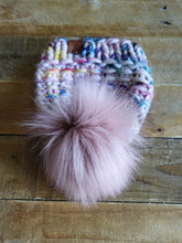 Load image into Gallery viewer, Lemon Tree Lane Toddler 1-3 Years Luxury Peruvian Wool &quot;Arlo&quot; Beanie | &quot;Handpainted Sprinkle&quot; with Dusty Rose Faux-Fur Pom Pom