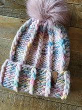 Load image into Gallery viewer, Lemon Tree Lane Adult Luxury Peruvian Wool &quot;Chain Me&quot; Beanie | &quot;Yarnicorn&quot; with &quot;Dusty Rose&quot; Faux-Fur Pom Pom