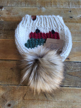 Load image into Gallery viewer, Lemon Tree Lane Adult &quot;Little Red Truck&quot; Hat | &quot;Cream&quot; with Little Red Truck Design/Eclipse Blonde Faux Fur Pom Pom