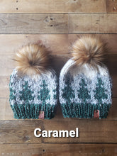 Load image into Gallery viewer, Lemon Tree Lane Mommy and Me Set, Adult and Youth 4-8 Years | Pine Trees and Mountains Beanie | The Maine Beanie | **Choose Your Own Pom**