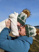 Load image into Gallery viewer, Lemon Tree Lane Mommy and Me Set, Adult and Toddler 1-3 Years | Pine Trees and Mountains Beanie | The Maine Beanie | **Choose Your Own Pom**