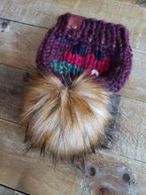Load image into Gallery viewer, Lemon Tree Lane Baby 0-3 Months &quot;Little Red Truck&quot; Beanie | Rust Tones with Design on Front of the Iconic Red Truck carrying a Christmas Tree/Caramel Faux-Fur Pom Pom
