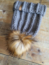 Load image into Gallery viewer, Lemon Tree Lane Youth 4-8 Years Luxury Peruvian Merino Wool Beanie | Alpine Green with Luxury Caramel Faux-Fur Pom Pom