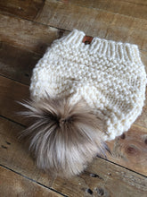Load image into Gallery viewer, Lemon Tree Lane Adult &quot;Cranmore&quot; Slouchy Beanie | Classic Cream with Blonde Faux Fur Pom Pom