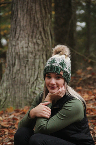 Lemon Tree Lane Adult Pine Trees and Mountains Beanie | The Maine Beanie | **Choose Your Own Pom**